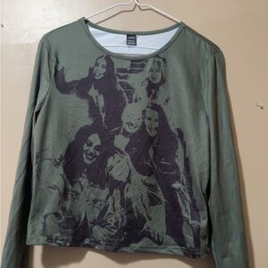 SHEIN Green Graphic Long Sleeve Tee